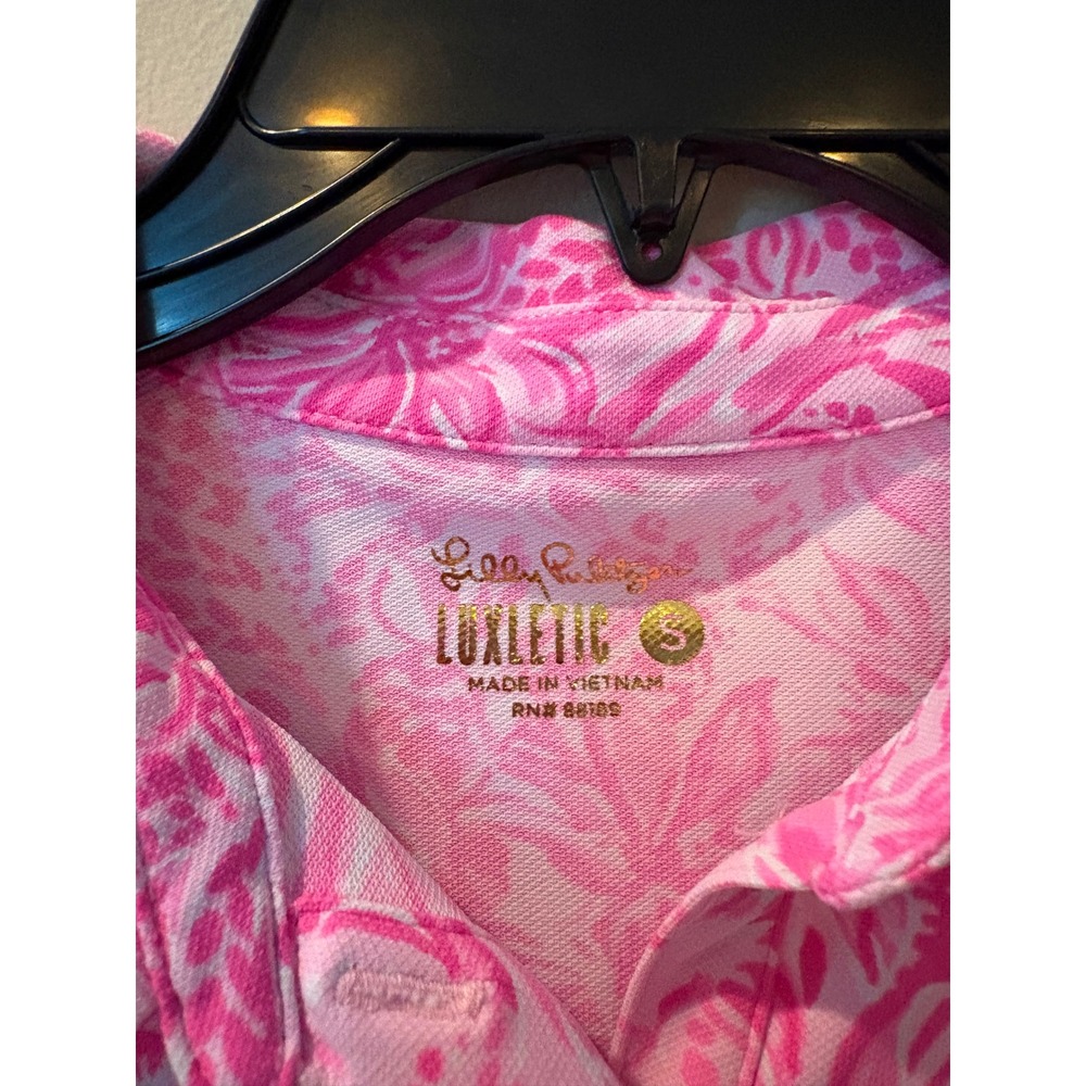 Lilly Pulitzer Luxletic Pink Floral Ruffle Sleeveless Golf tennis Polo Dress S - Picture 6 of 6